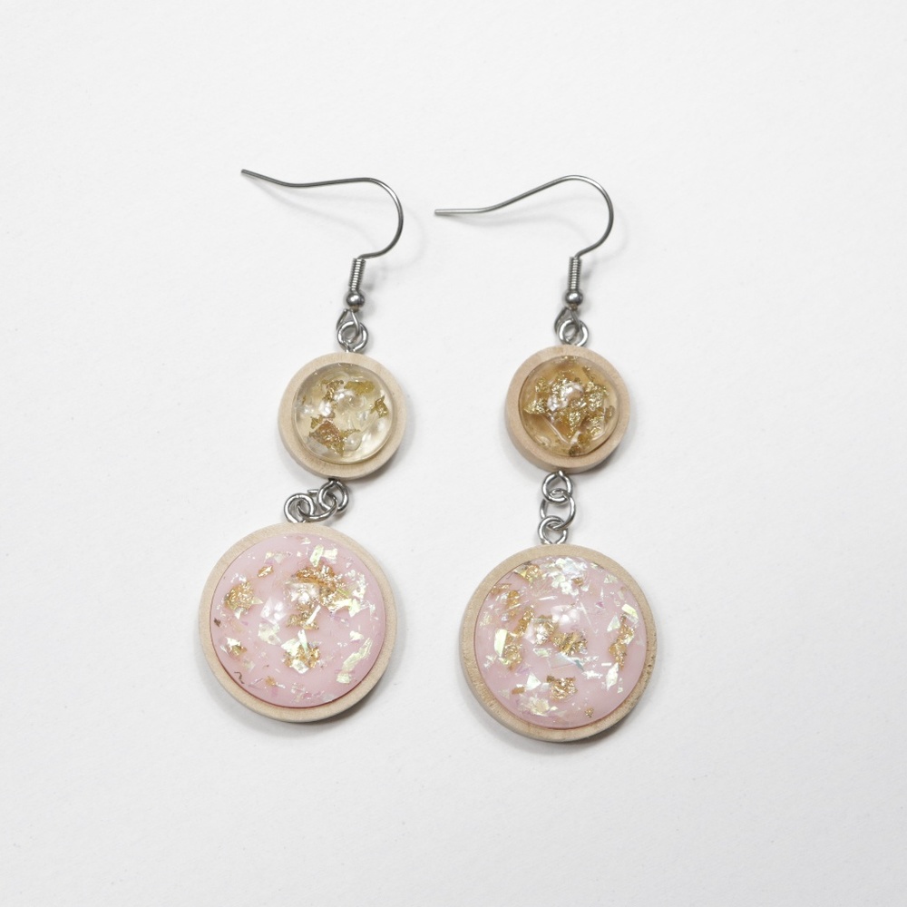 Handmade earrings with wood setting